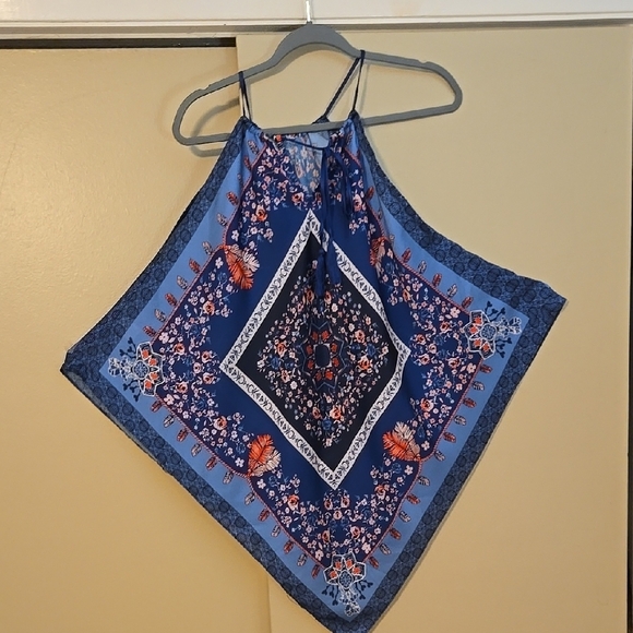 Skies Are Blue Tops - Skies Are Blue Floral Women's Handkerchief Top SIZE S/M